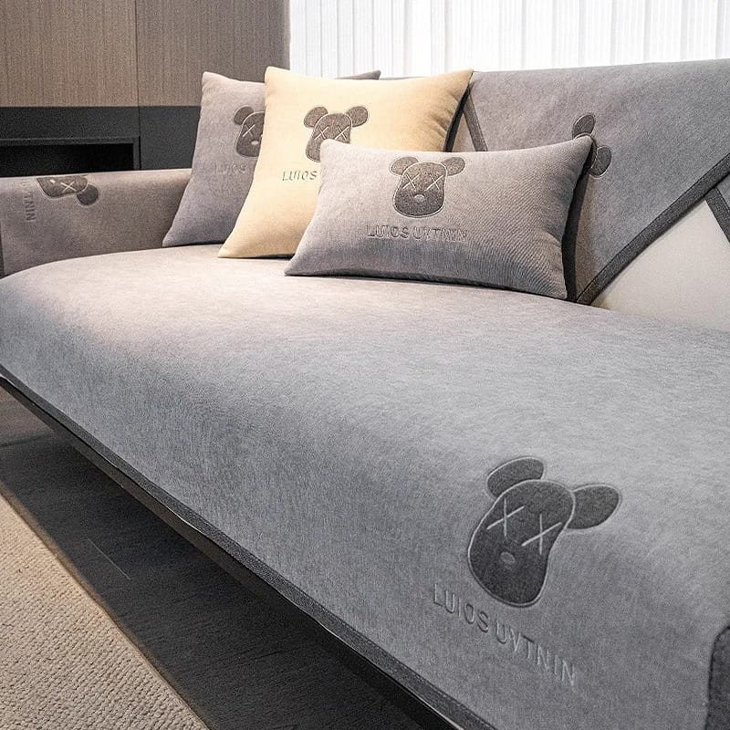 PureLoom Chenille Sofa Cover Non-Slip Solid Colour Couch Protector Modern All-Season Throw