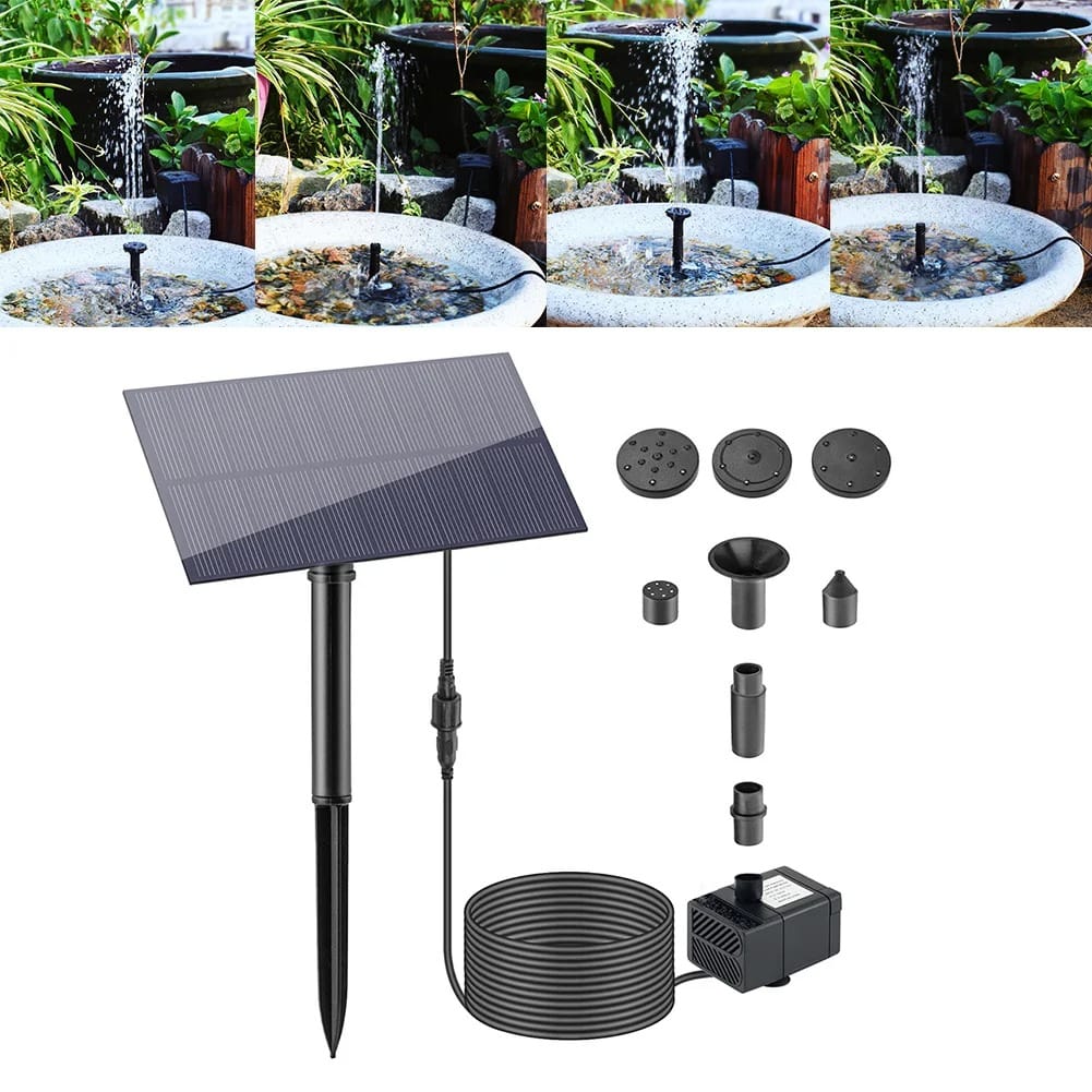 AquaPro Solar Fountain Pump with 3m Cable & 6 Nozzles