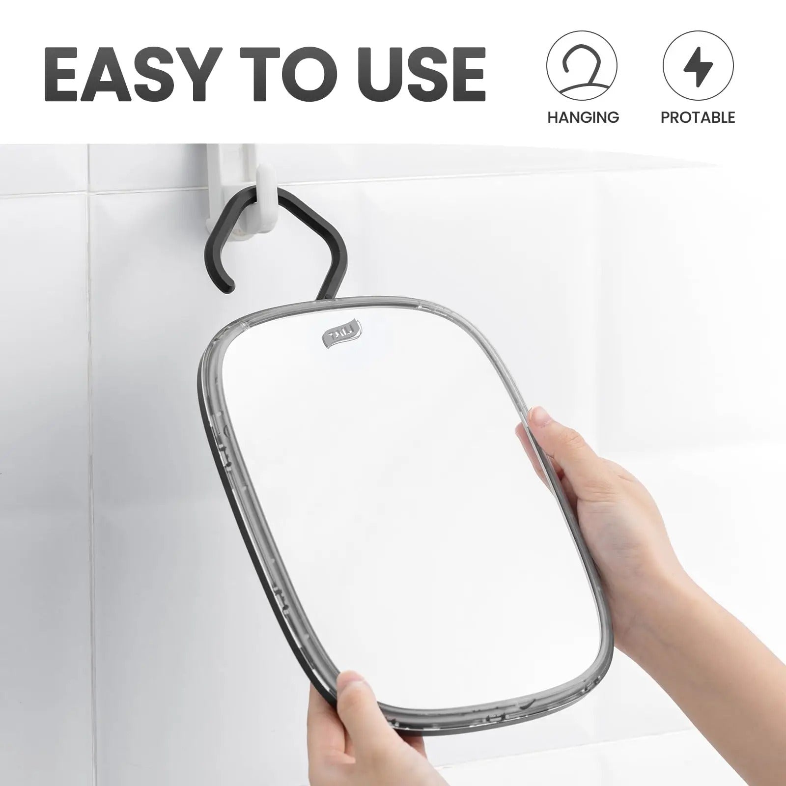 Fog-Free Shower Mirror for Shaving and Travel Use