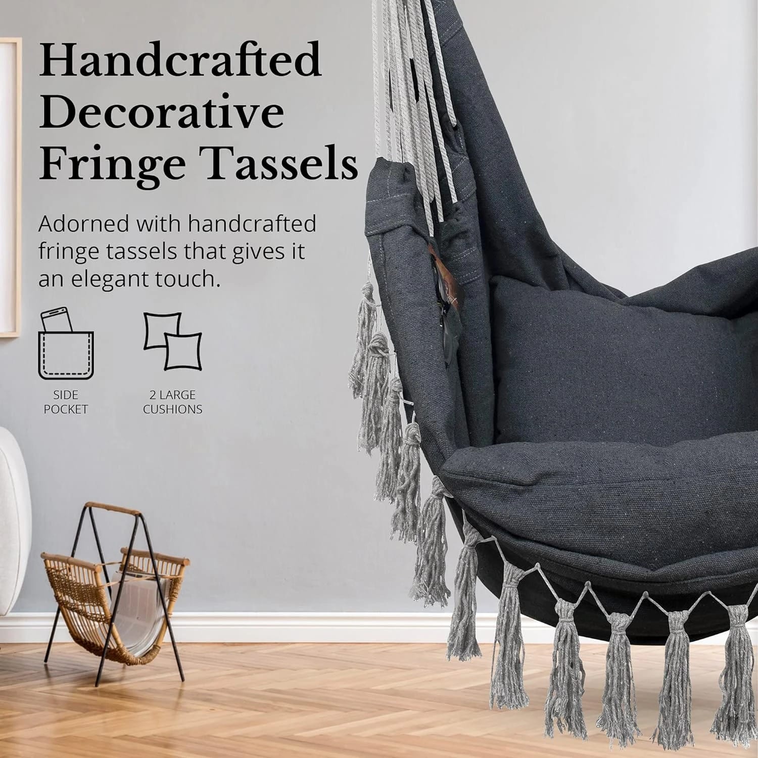 Macramé Hanging Chair with Cushions