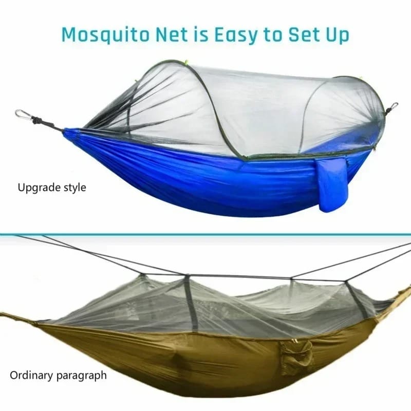 LumiNest Pop-Up Camping Hammock – Lightweight Parachute Hammock with Mosquito Net & Built-In Light