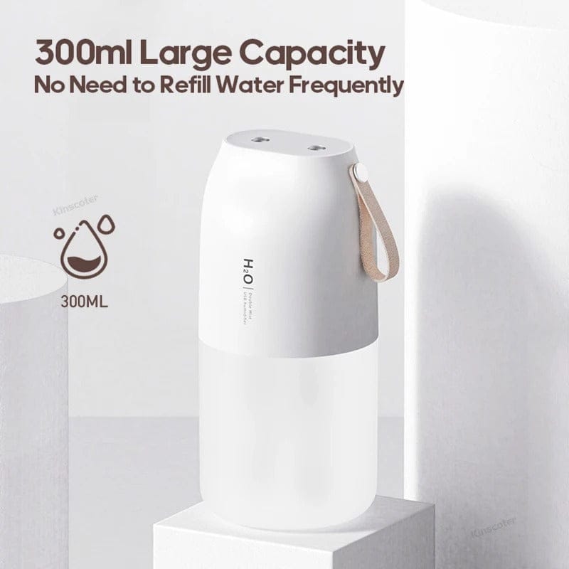 Portable Dual Jet Ultrasonic Air Humidifier 300ml Cool Mist