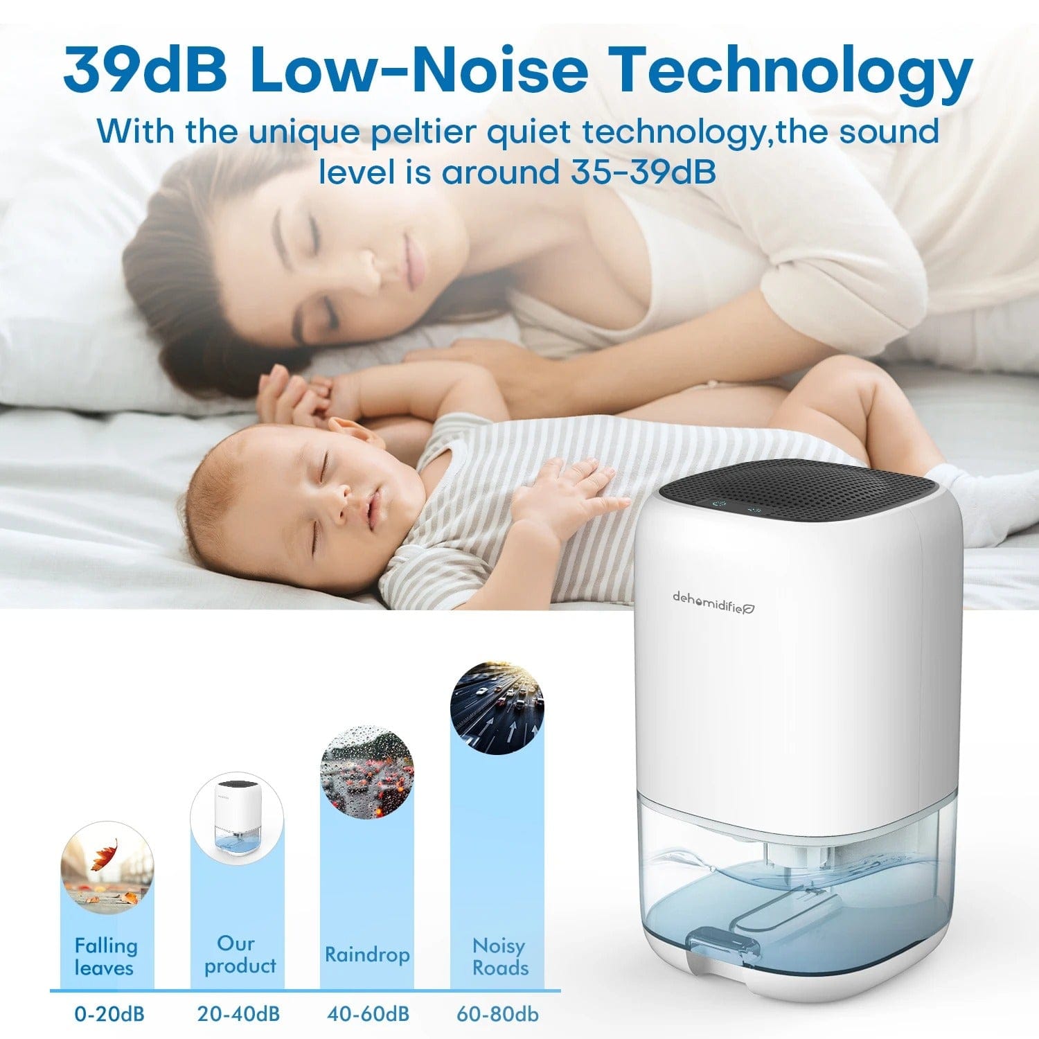 1000ml Ultra Quiet Air Dehumidifier with Filter for Home