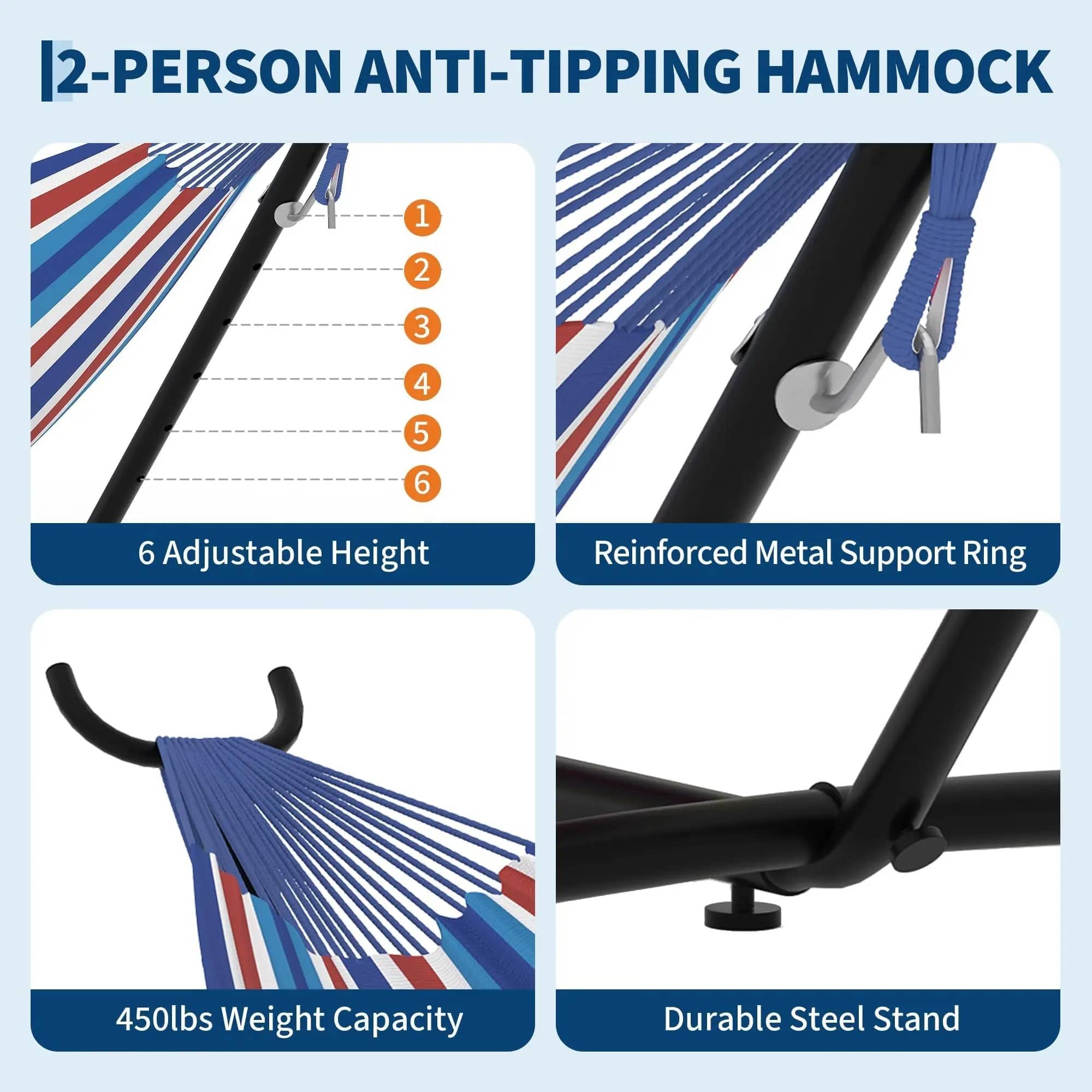 Double Hammock with Stand for 2 Persons – Heavy Duty