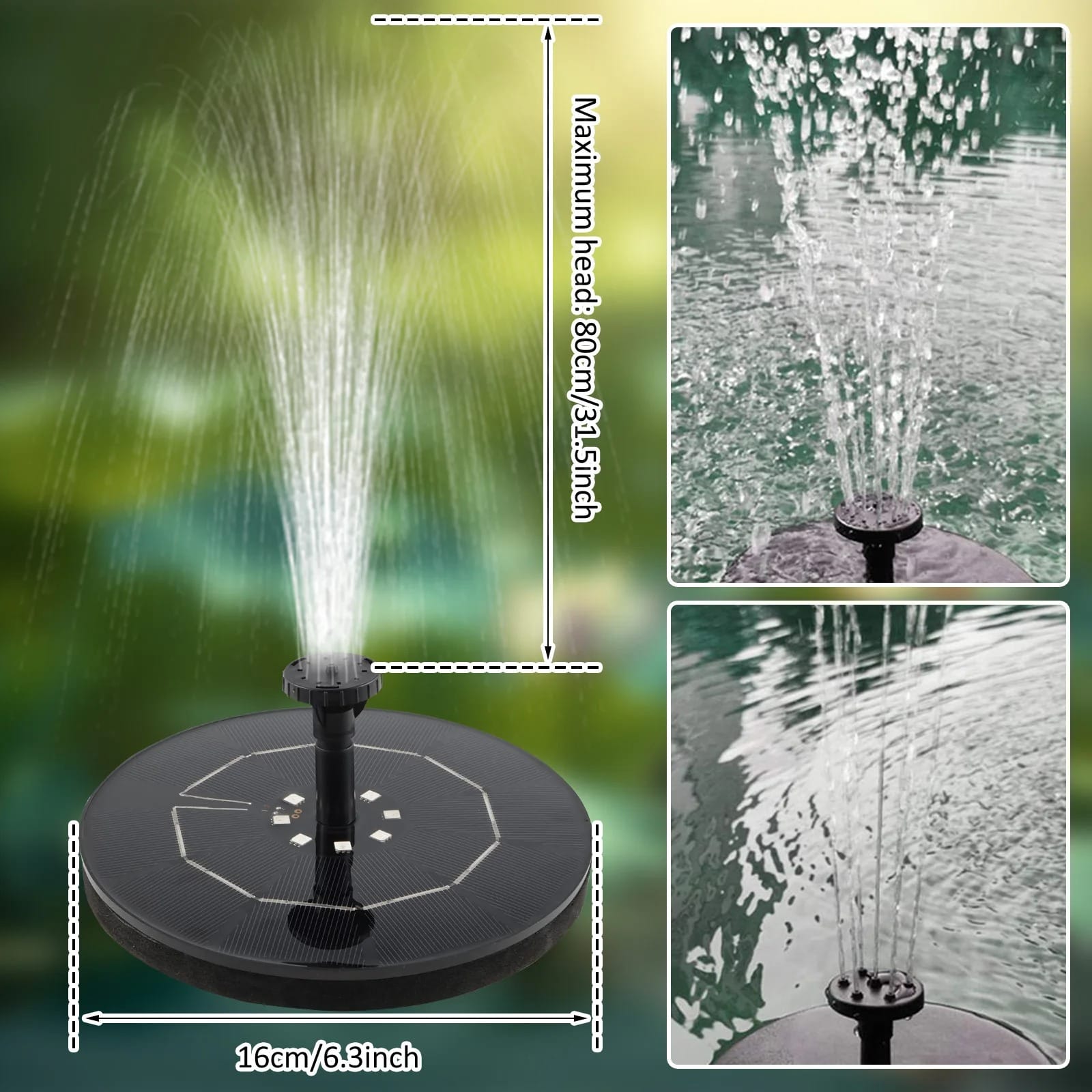 VivaFlow Solar Fountain Pump 1W/2.5W – Colour Floating Bird Bath & Garden Water Feature