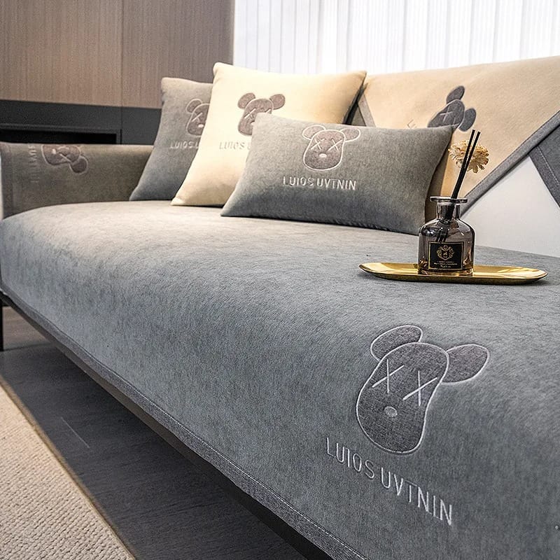 PureLoom Chenille Sofa Cover Non-Slip Solid Colour Couch Protector Modern All-Season Throw