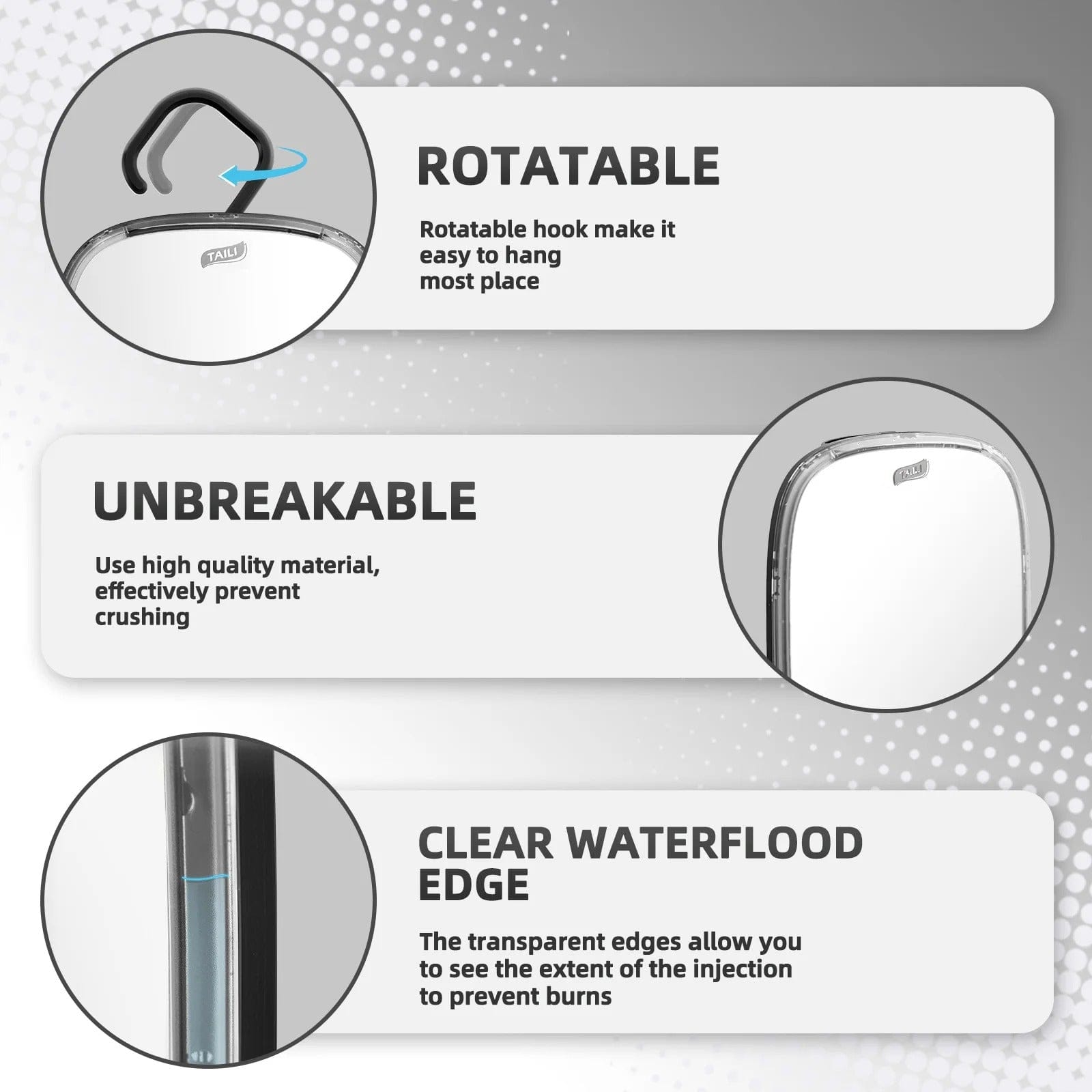 Fogless Shower Mirror for Shaving – Removable Wall & Travel Mirror