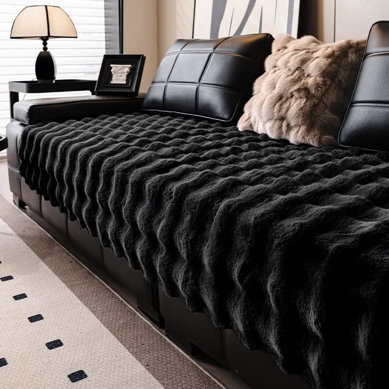 FurraLuxe Faux Rabbit Fur Sofa Cover