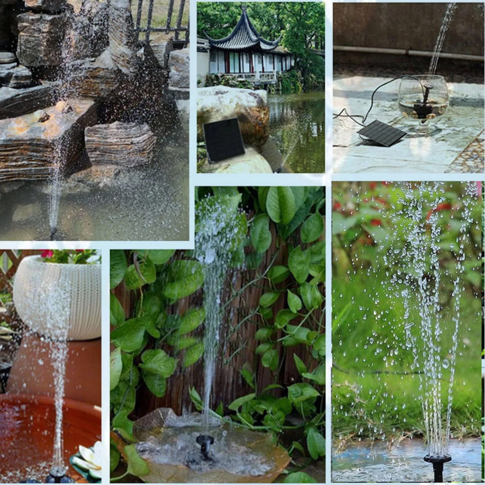 SunFlow Solar Fountain Pump Kit – Multiple Nozzles Outdoor Bird Bath & Garden Water Feature