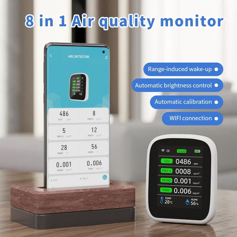 WiFi Smart Air Quality Tester with CO₂ and PM2.5 Sensor