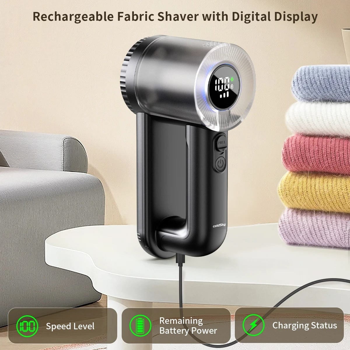 Rechargeable Fabric Shaver Electric Lint Remover with Display