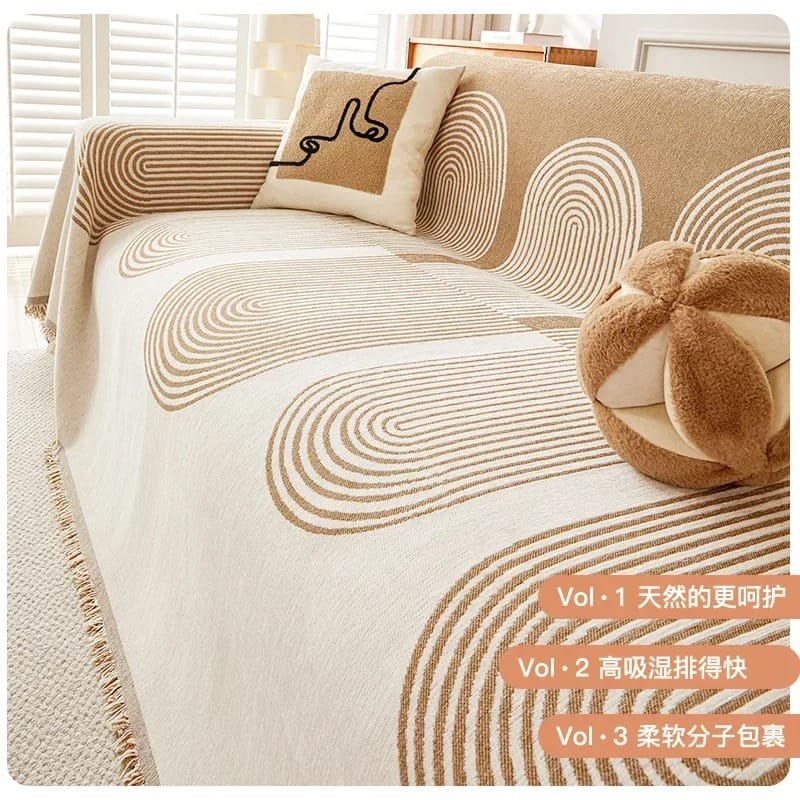 VerdiLoom Thick Chenille Sofa Cover Geometric Cushion Blanket Non-Slip All-Season Couch Throw