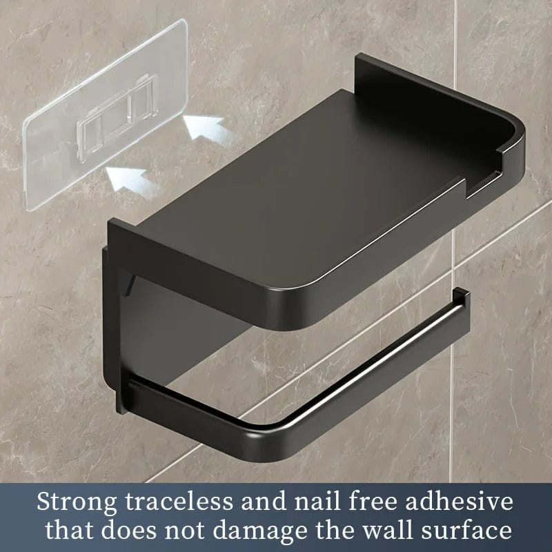 SpaceSaver Toilet Paper Holder with Perforated Storage Rack