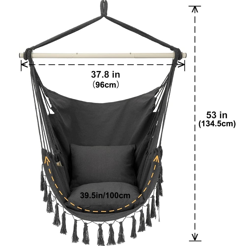 Macramé Hanging Chair with Cushions