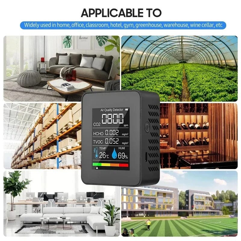 5-in-1 Digital Air Quality Monitor with CO₂ and TVOC Sensor