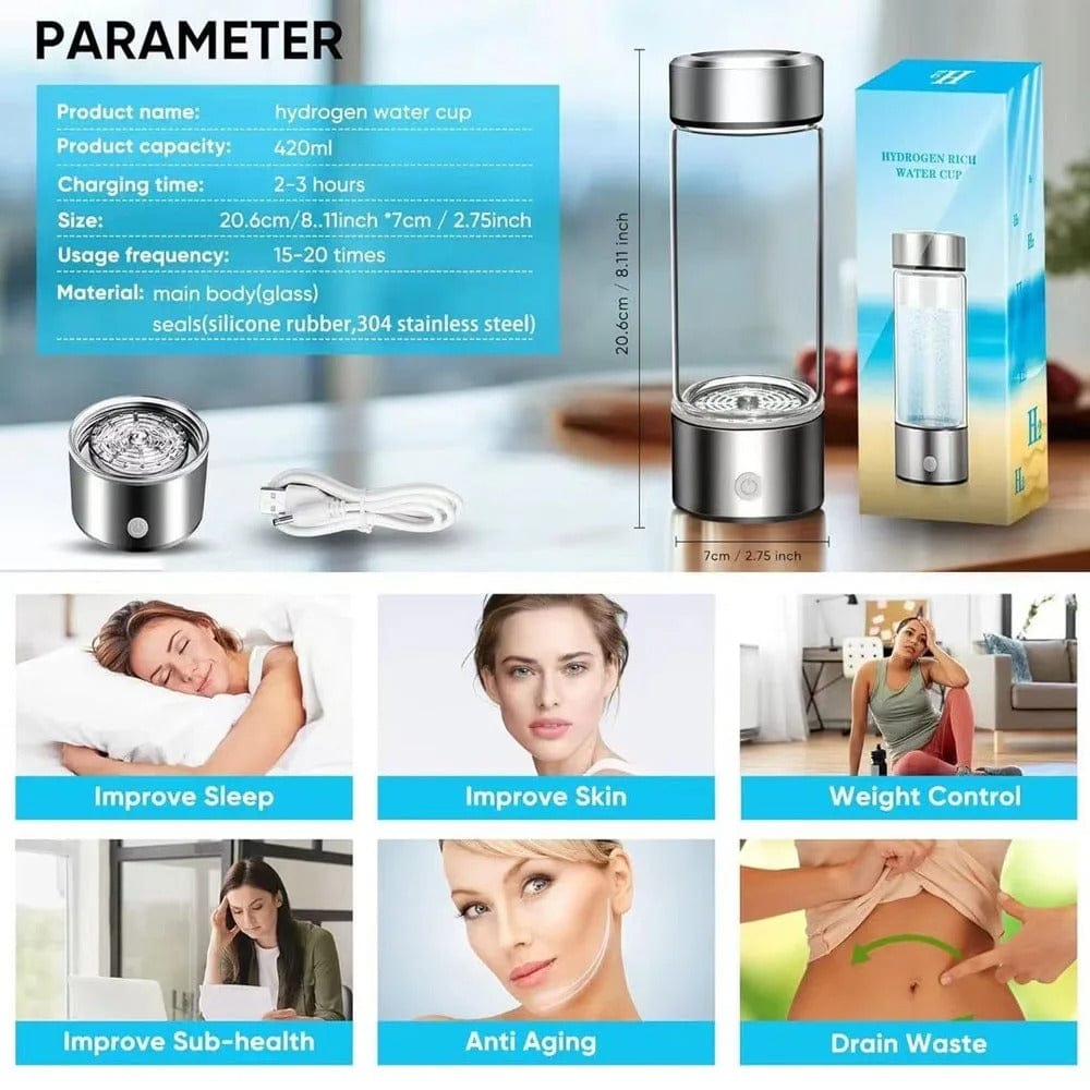 Portable Electric Hydrogen Water Generator Bottle with Titanium Filter