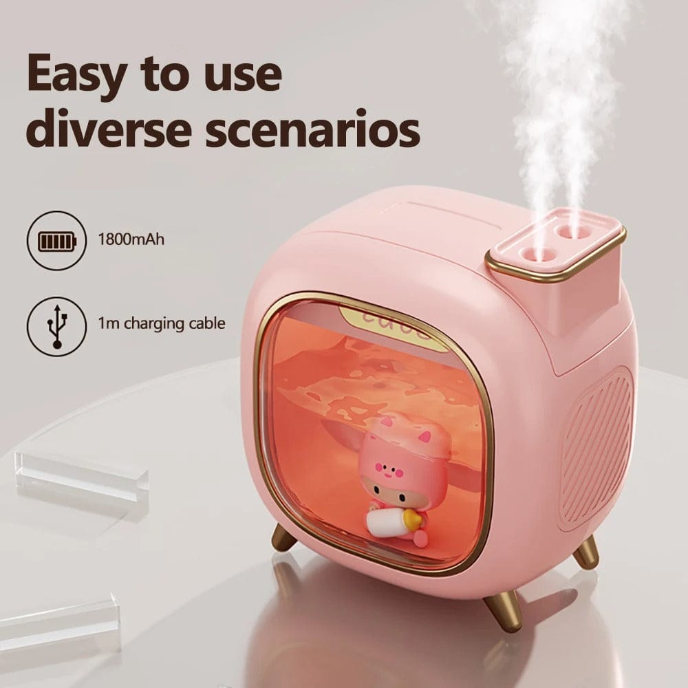 500ml Ultrasonic Cartoon Air Humidifier with Double Spray Lights
