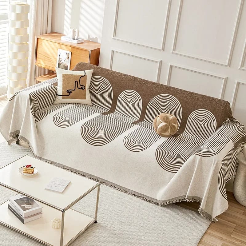VerdiLoom Thick Chenille Sofa Cover Geometric Cushion Blanket Non-Slip All-Season Couch Throw
