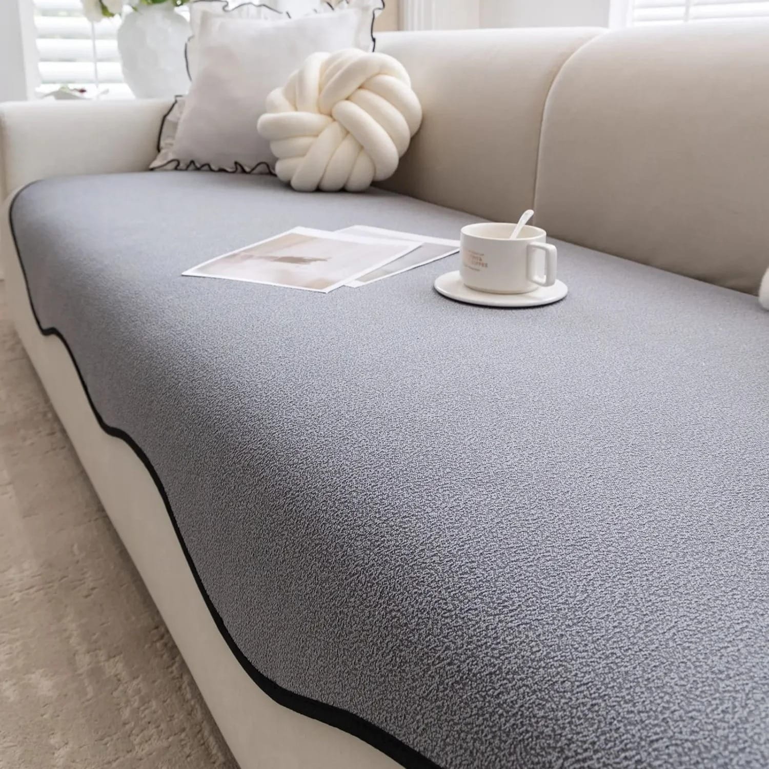 TeddyLoom Chenille Sofa Cover Non-Slip Irregular Cushion Protector Minimalist All-Season Design