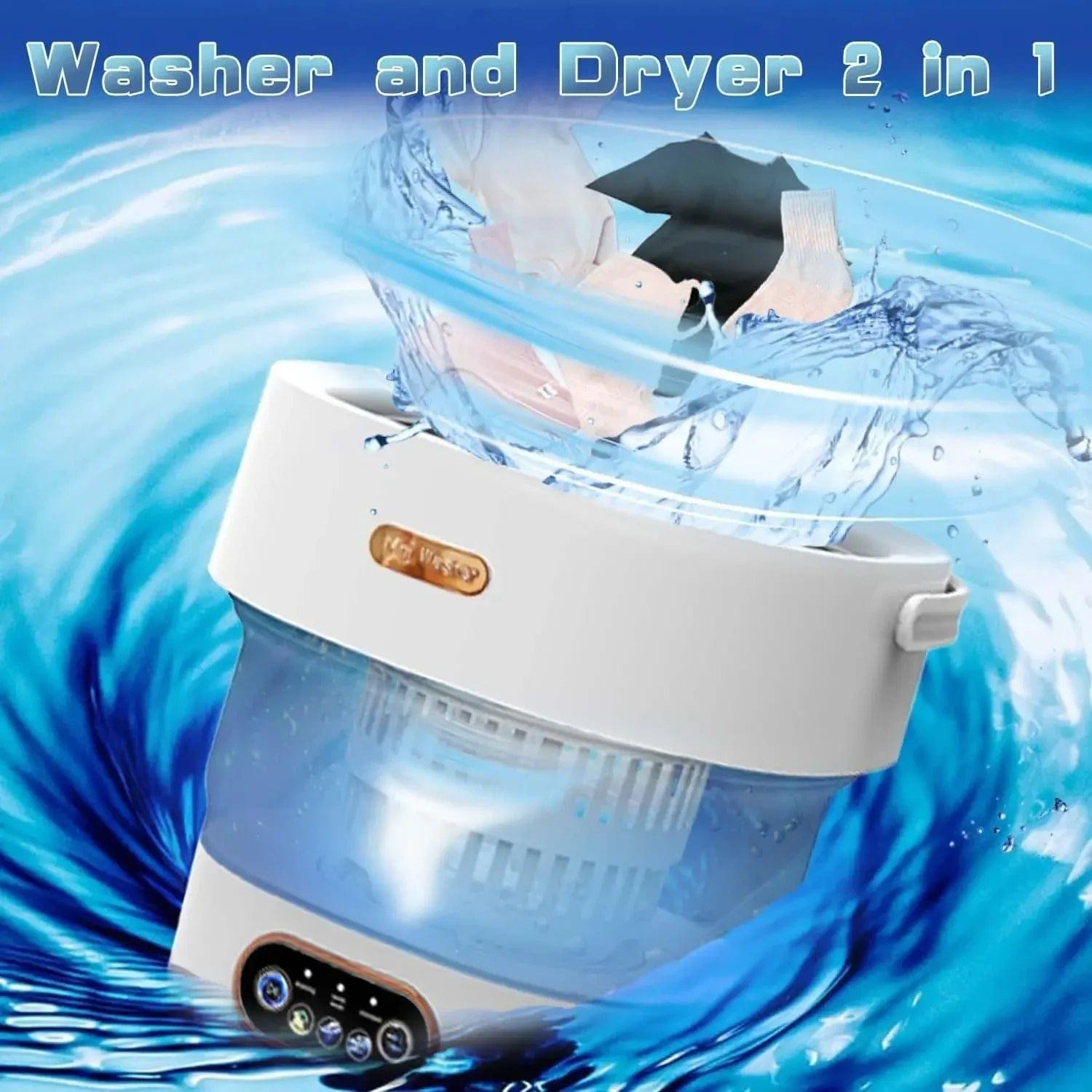 15L Portable Collapsible Washing Machine with Spin Dryer for Travel
