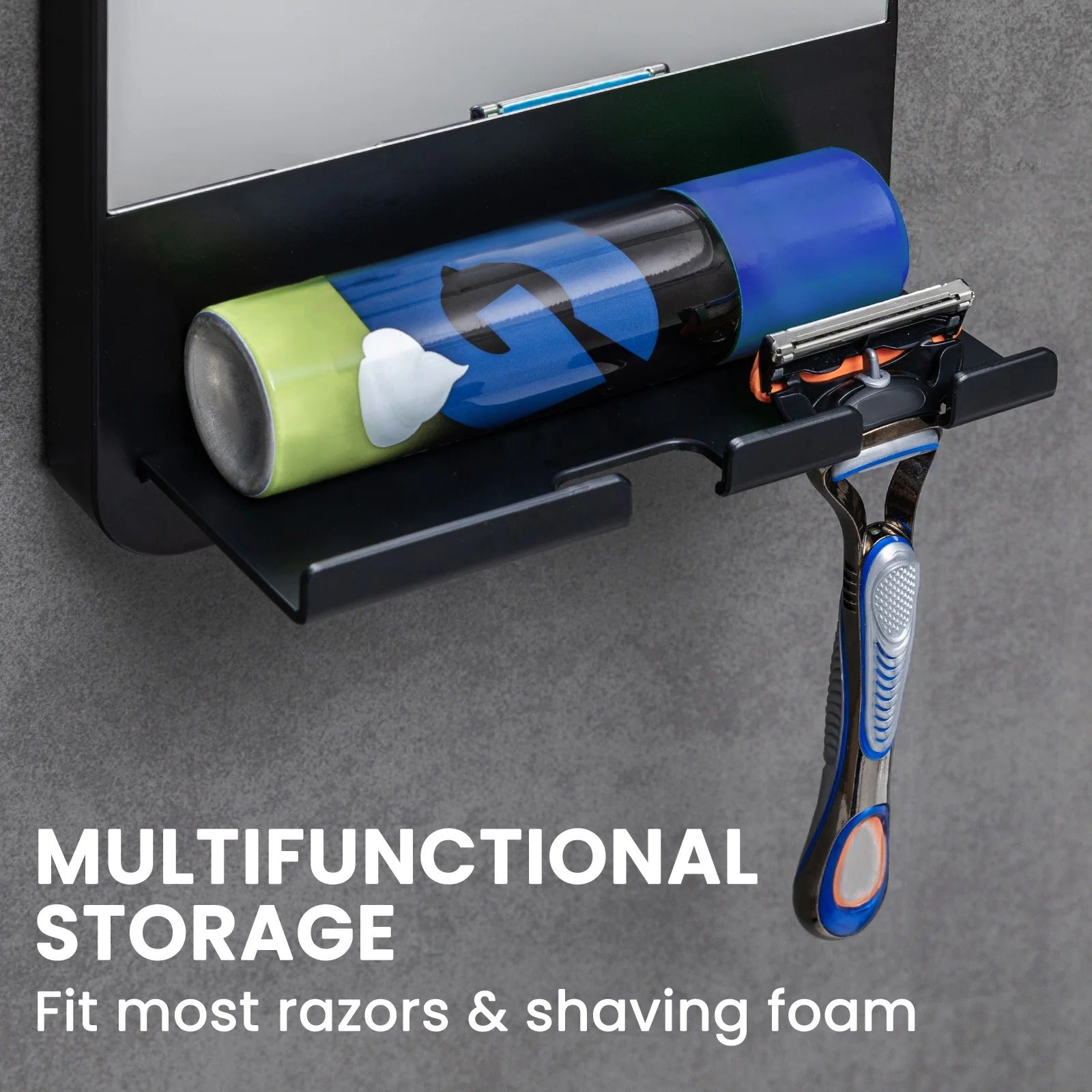 Fogless Shower Mirror with Razor Holder and Suction Mount