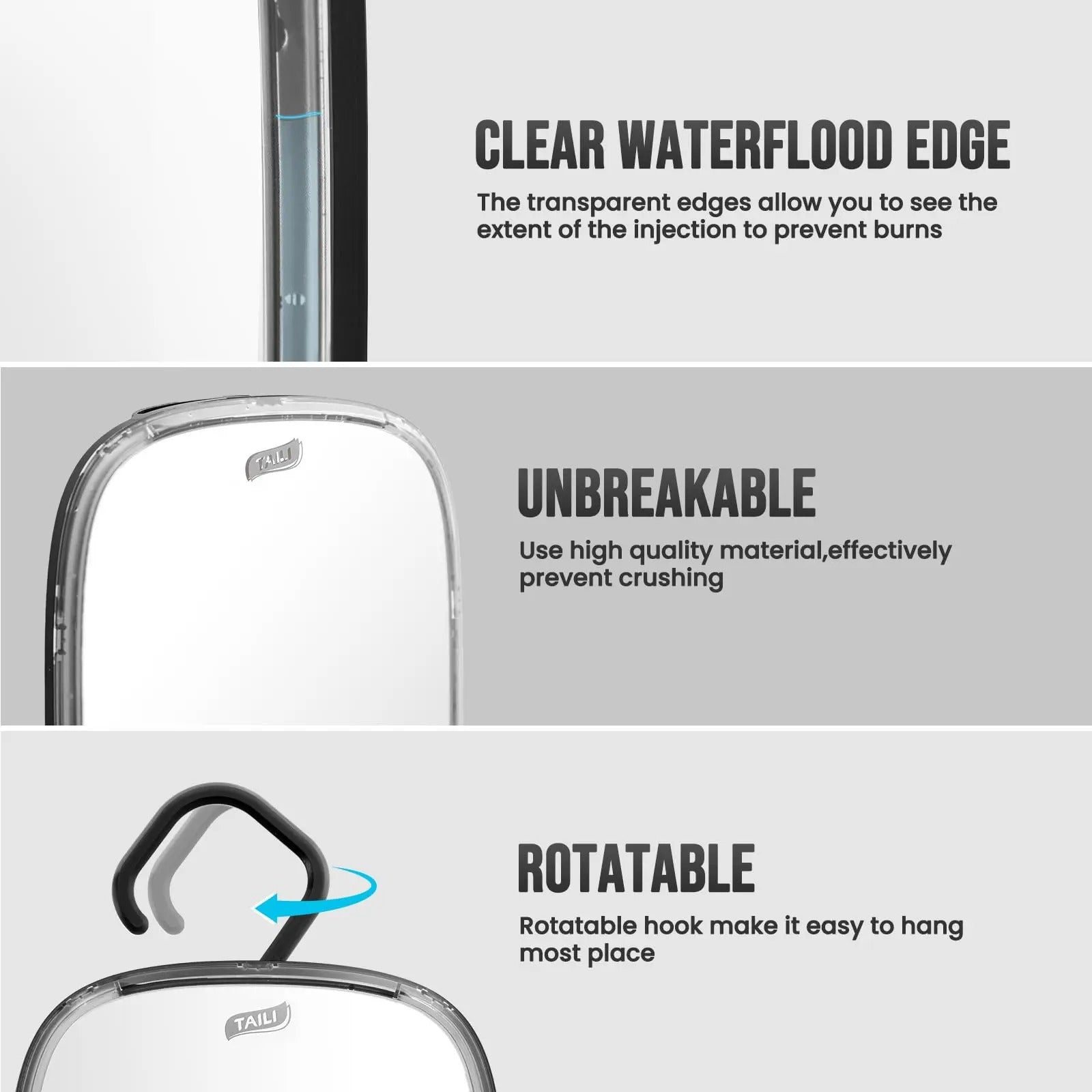 Fog-Free Shower Mirror for Shaving and Travel Use