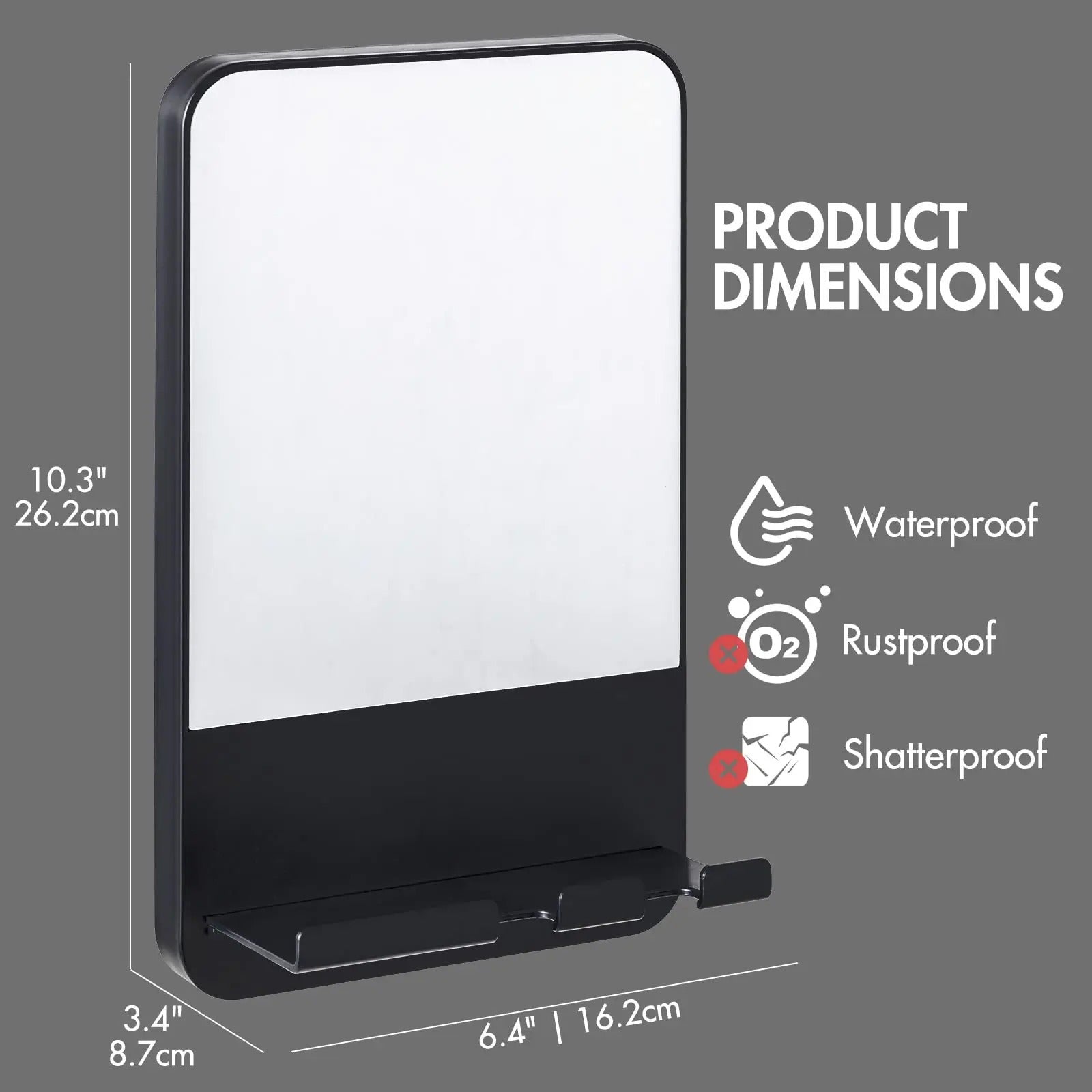 Fogless Shower Mirror with Razor Holder