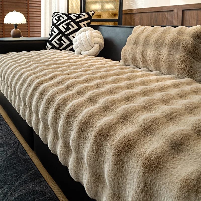 FurraLuxe Faux Rabbit Fur Sofa Cover