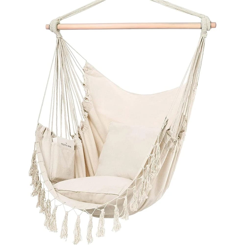 Macramé Hanging Chair with Cushions