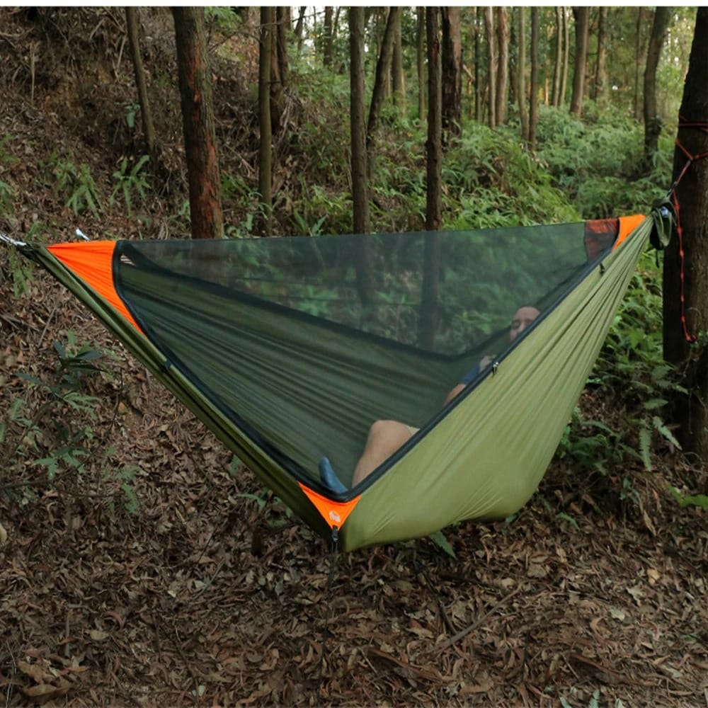 CanopyGuard Camping Hammock Shelter – Portable Hammock with Mosquito Net & Awning Rain Canopy for Outdoor Sleeping