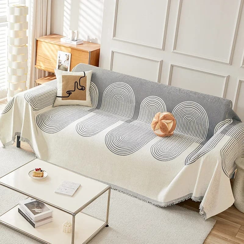 VerdiLoom Thick Chenille Sofa Cover Geometric Cushion Blanket Non-Slip All-Season Couch Throw
