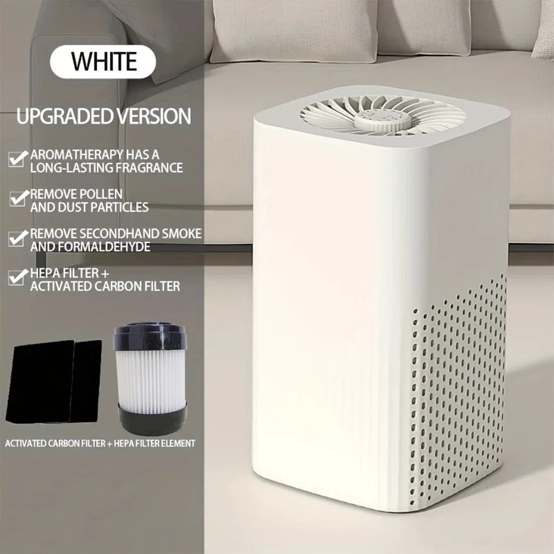 Compact Hepa Air Purifier for Home and Car Use