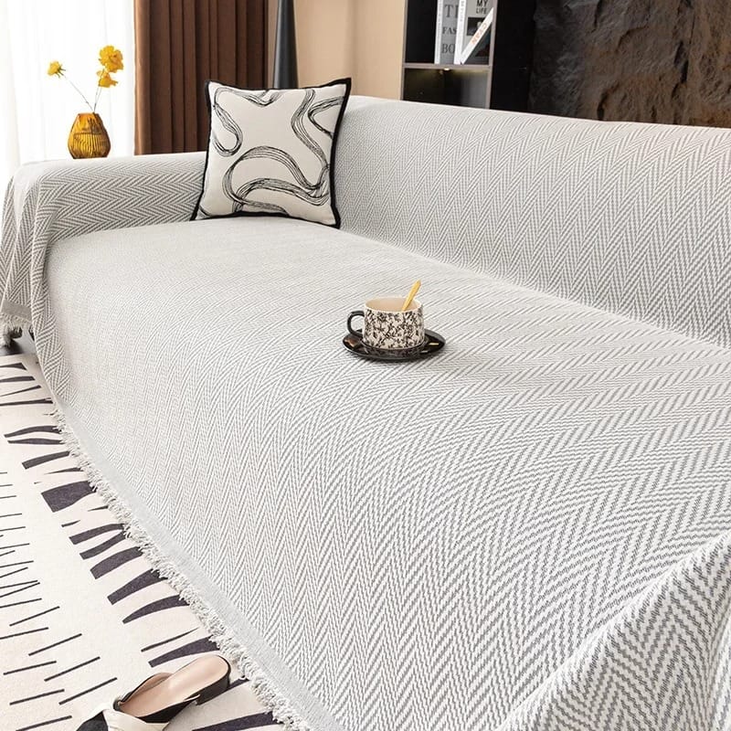 NordLoom Chenille Sofa Cover Non-Slip Nordic Throw Blanket Pet & Kid Friendly All-Season Protector