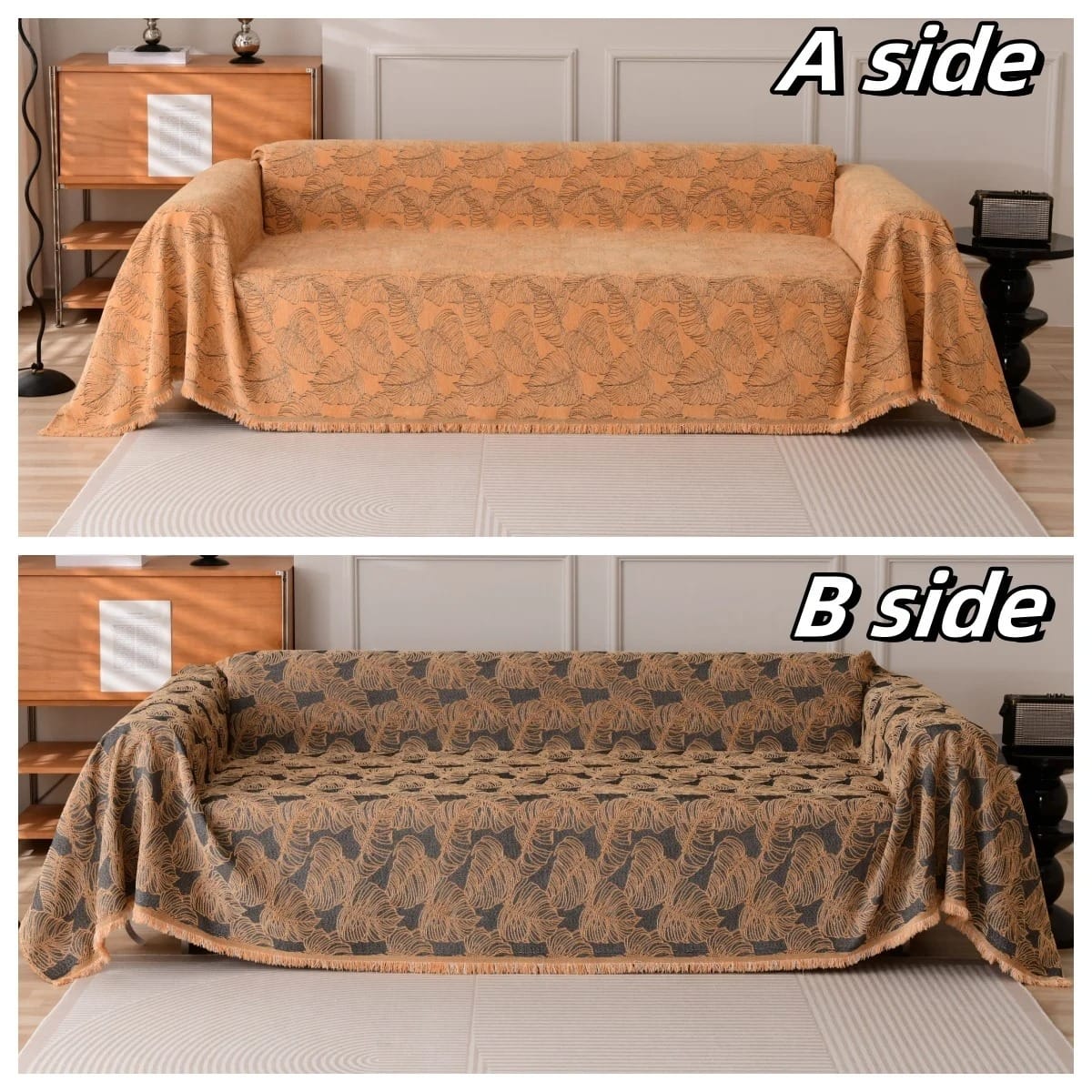 TasselLoom Chenille Sofa Cover Throw Simple Style Fringe Blanket Multi-Use Home Decor