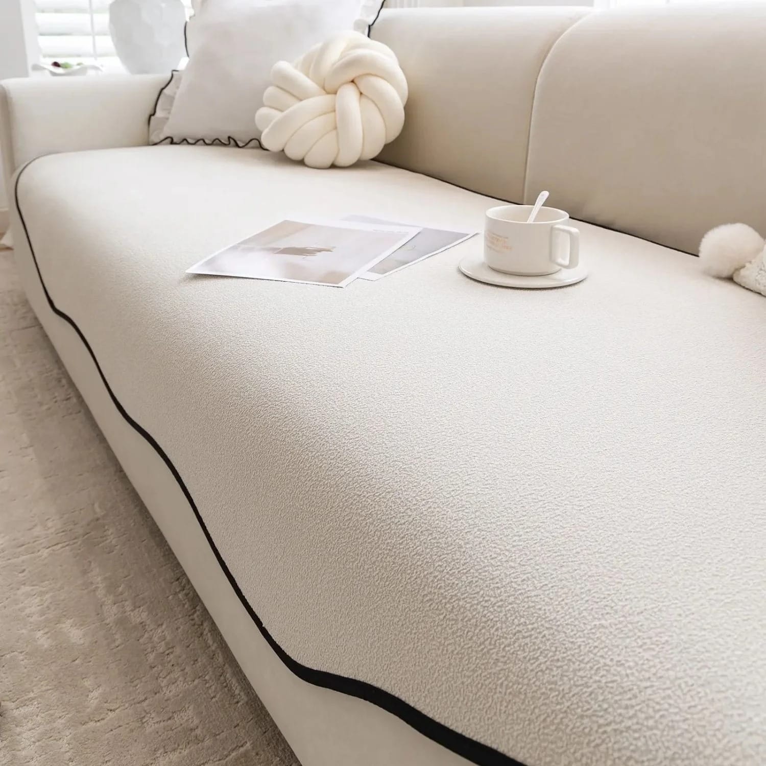 TeddyLoom Chenille Sofa Cover Non-Slip Irregular Cushion Protector Minimalist All-Season Design