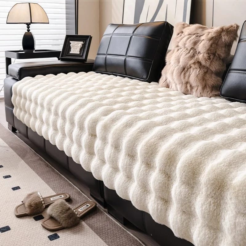 FurraLuxe Faux Rabbit Fur Sofa Cover