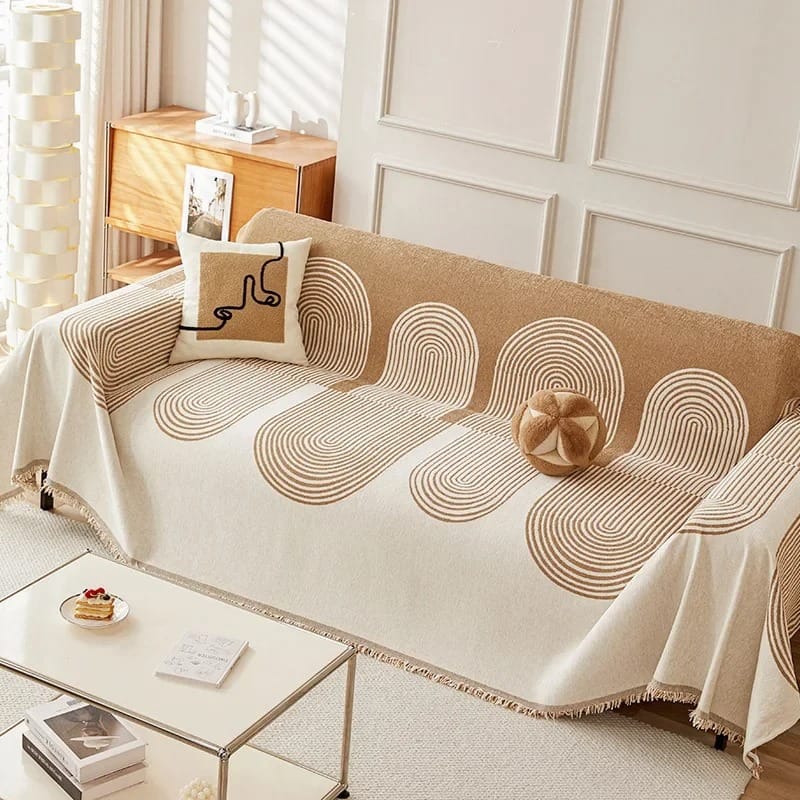 VerdiLoom Thick Chenille Sofa Cover Geometric Cushion Blanket Non-Slip All-Season Couch Throw