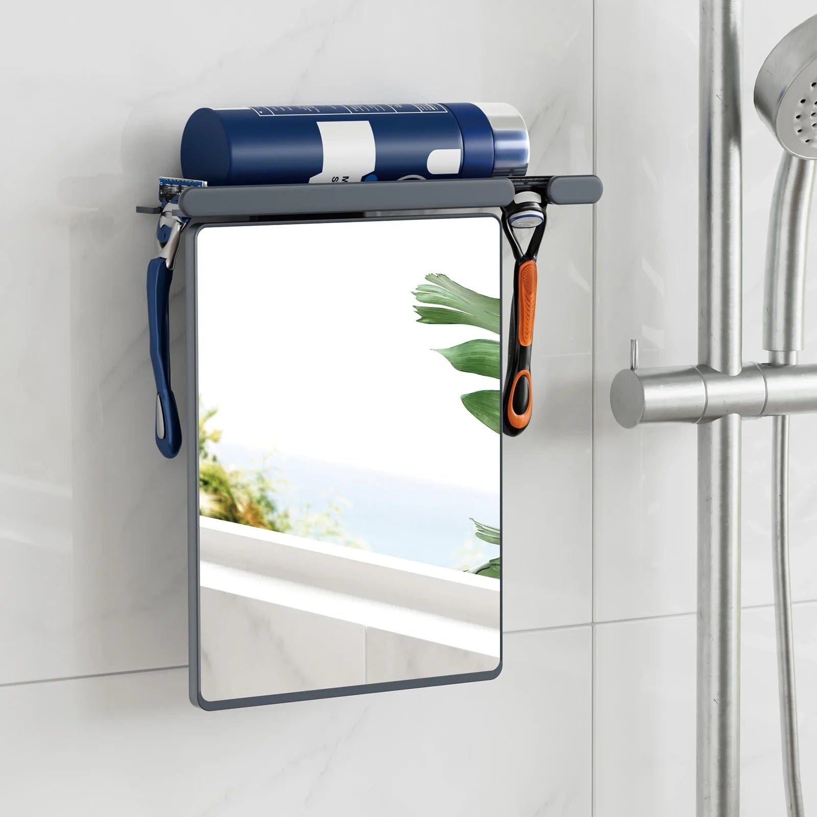 Fogless Shower Mirror with Razor Holder and Suction Mount