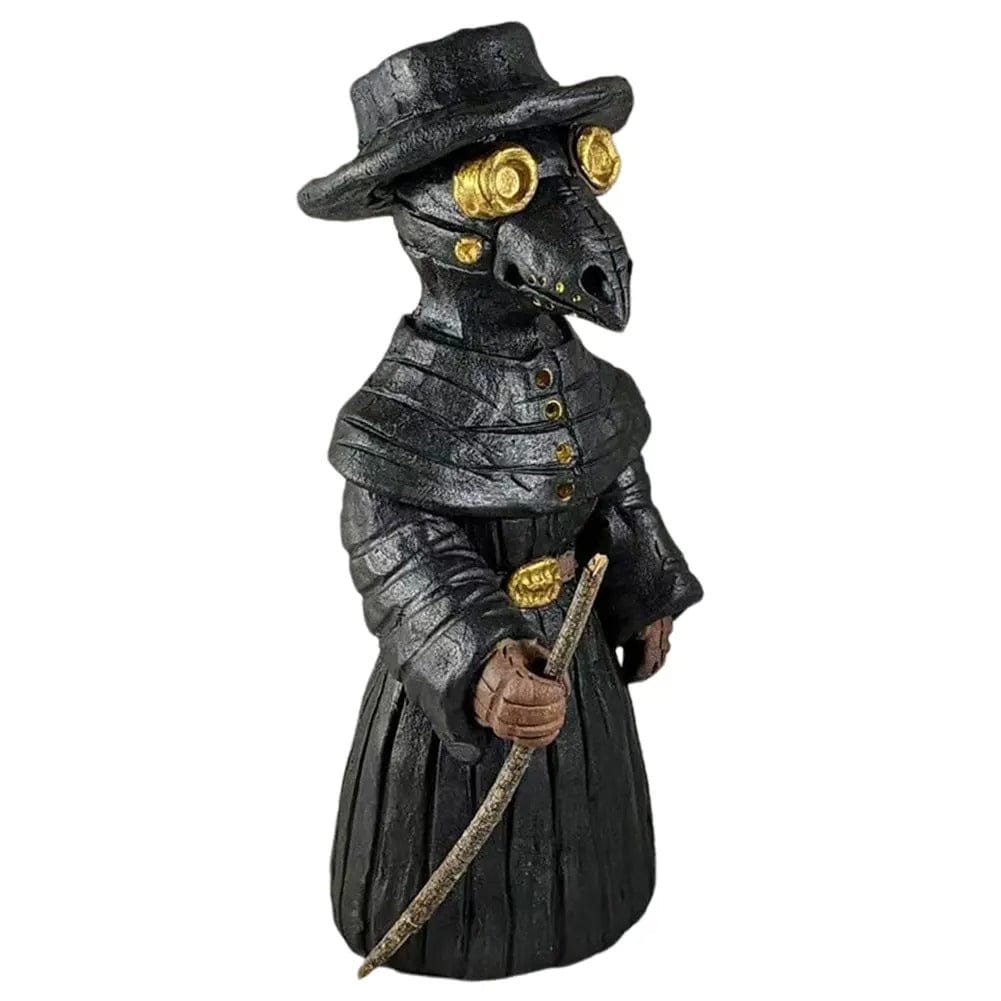 Gothic Plague Doctor Incense Burner with Mini Crow Statue