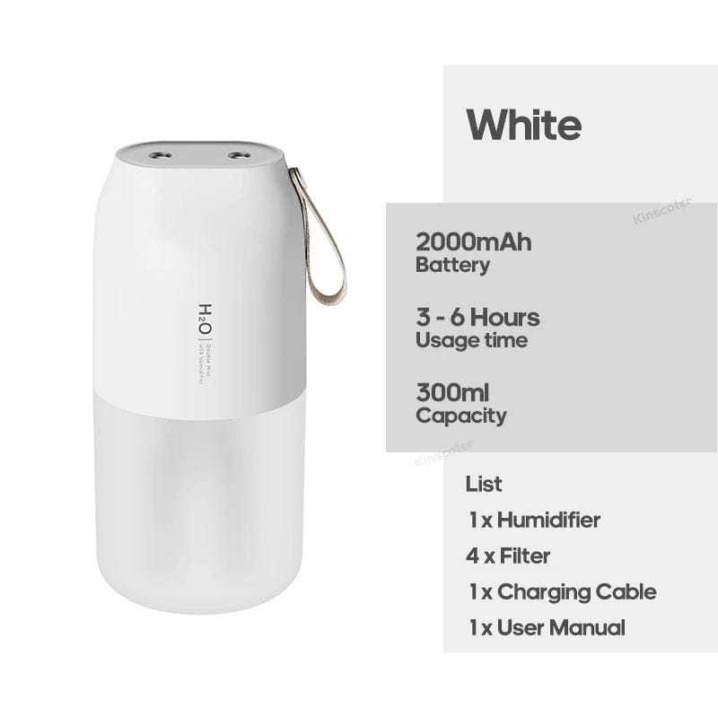 Portable Dual Jet Ultrasonic Air Humidifier 300ml Cool Mist