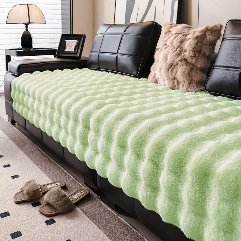 FurraLuxe Faux Rabbit Fur Sofa Cover