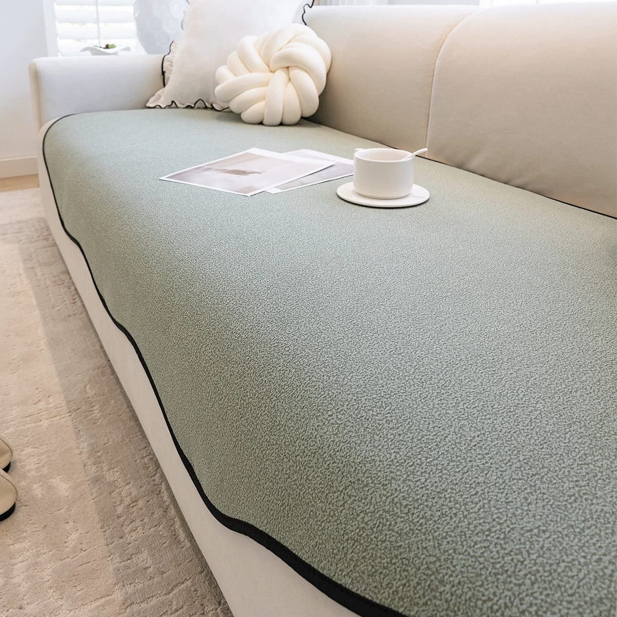TeddyLoom Chenille Sofa Cover Non-Slip Irregular Cushion Protector Minimalist All-Season Design