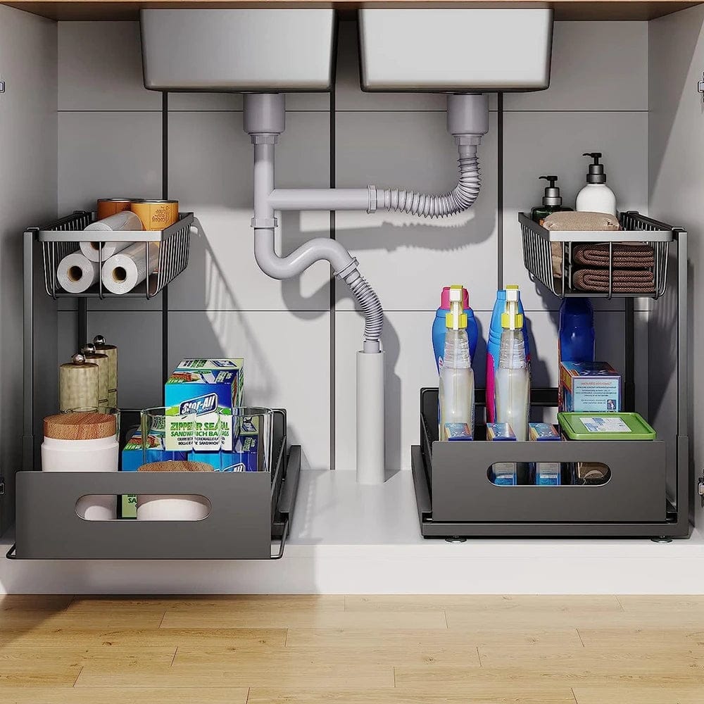 SlideNest | 2 Tier Slide Out Under Sink Organizer