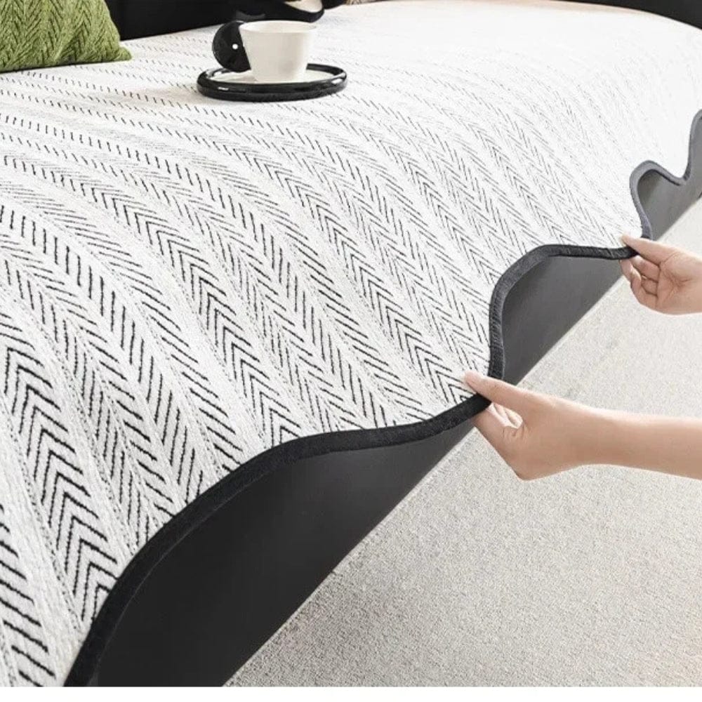 Veloura | Herringbone Scallop Edge Sofa Cover