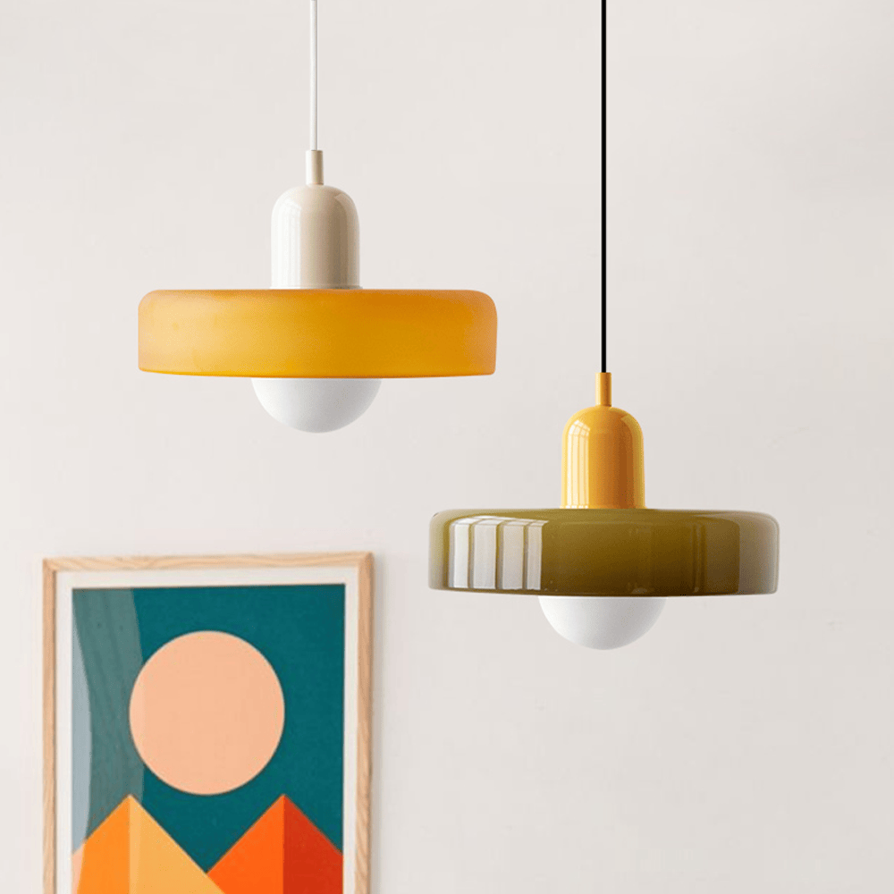 Bauhaus Pendelleuchte Aus Farbigem Glas