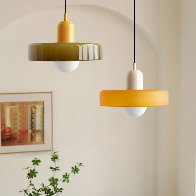 Bauhaus Pendelleuchte Aus Farbigem Glas