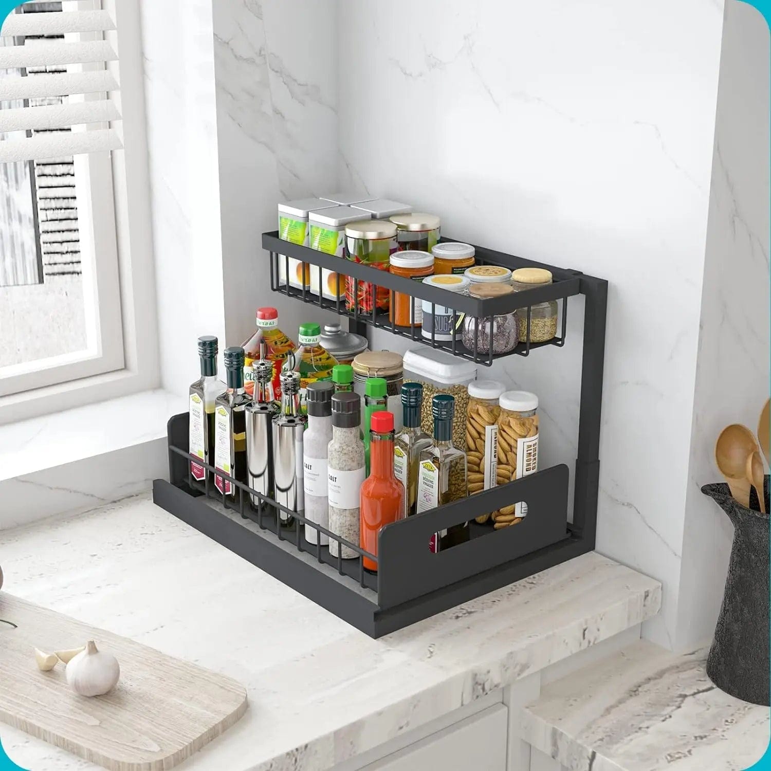 SlideNest | 2 Tier Slide Out Under Sink Organizer