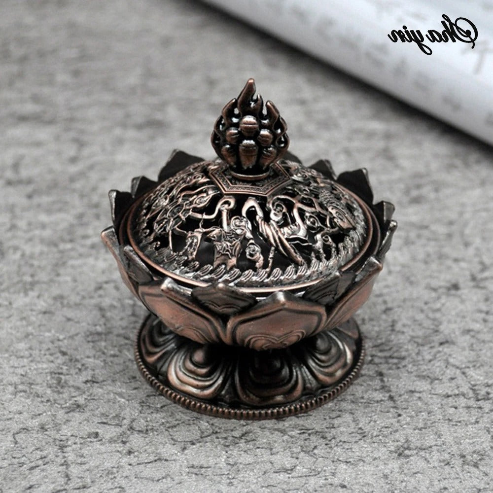 Lotus Flower Incense Burner – Mini Buddha Brass Holder for Meditation & Spiritual Awakening