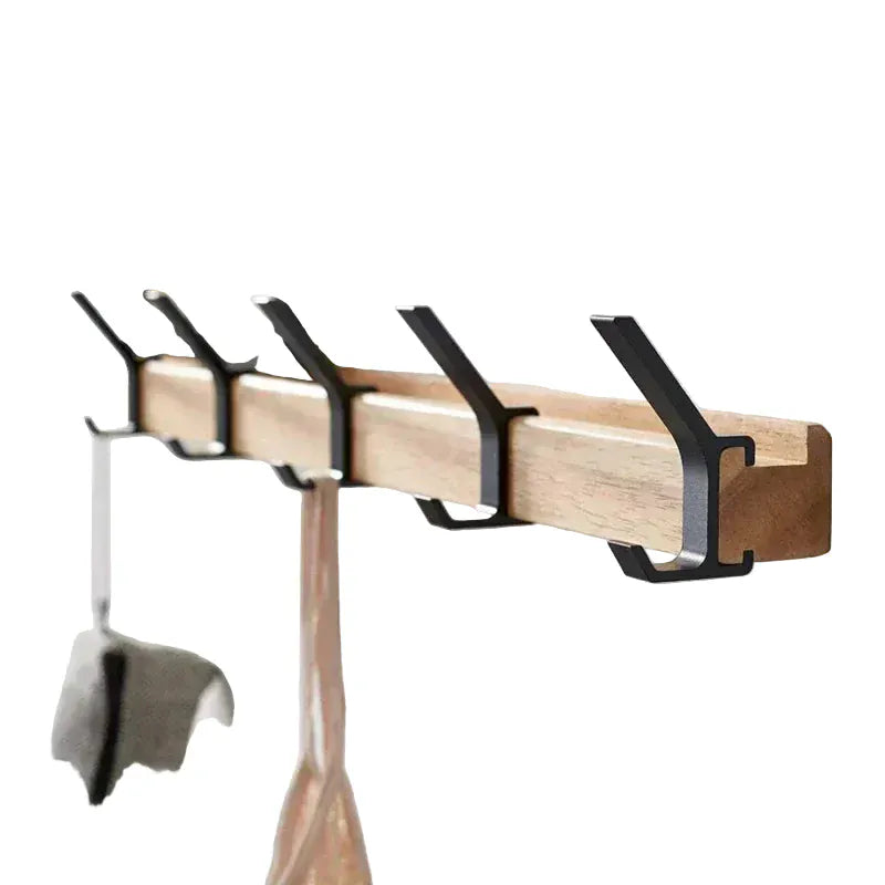 Nordaryn Wall Coat Rack with Movable Double Hooks – Scandinavian Design in Wood & Aluminium