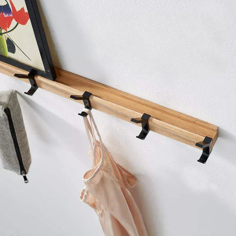 Nordaryn Wall Coat Rack with Movable Double Hooks – Scandinavian Design in Wood & Aluminium